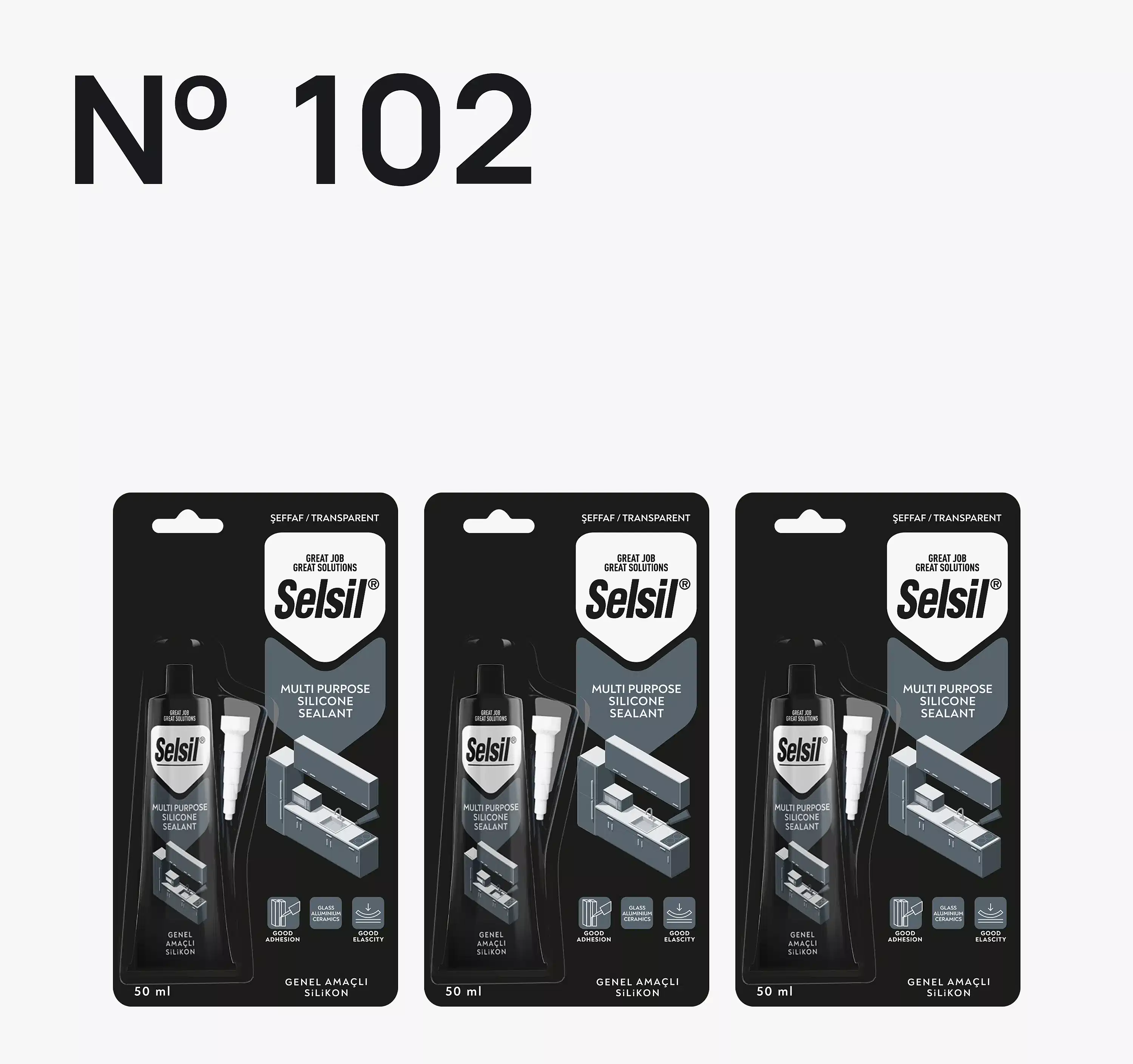 3 x Genel Amaçlı Silikon Şeffaf 50ml