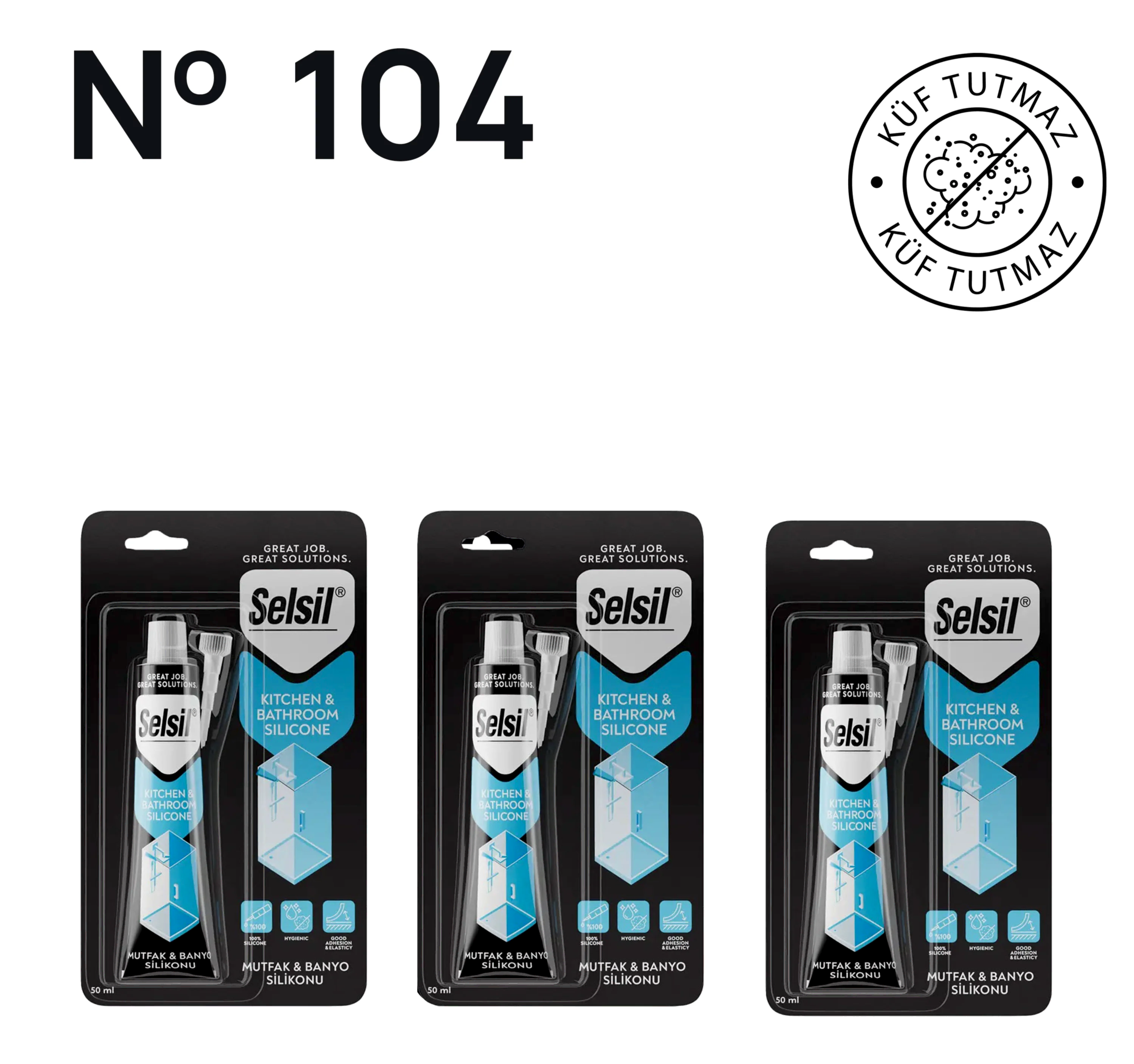 3 x Mutfak Banyo Silikonu Şeffaf 50 ml