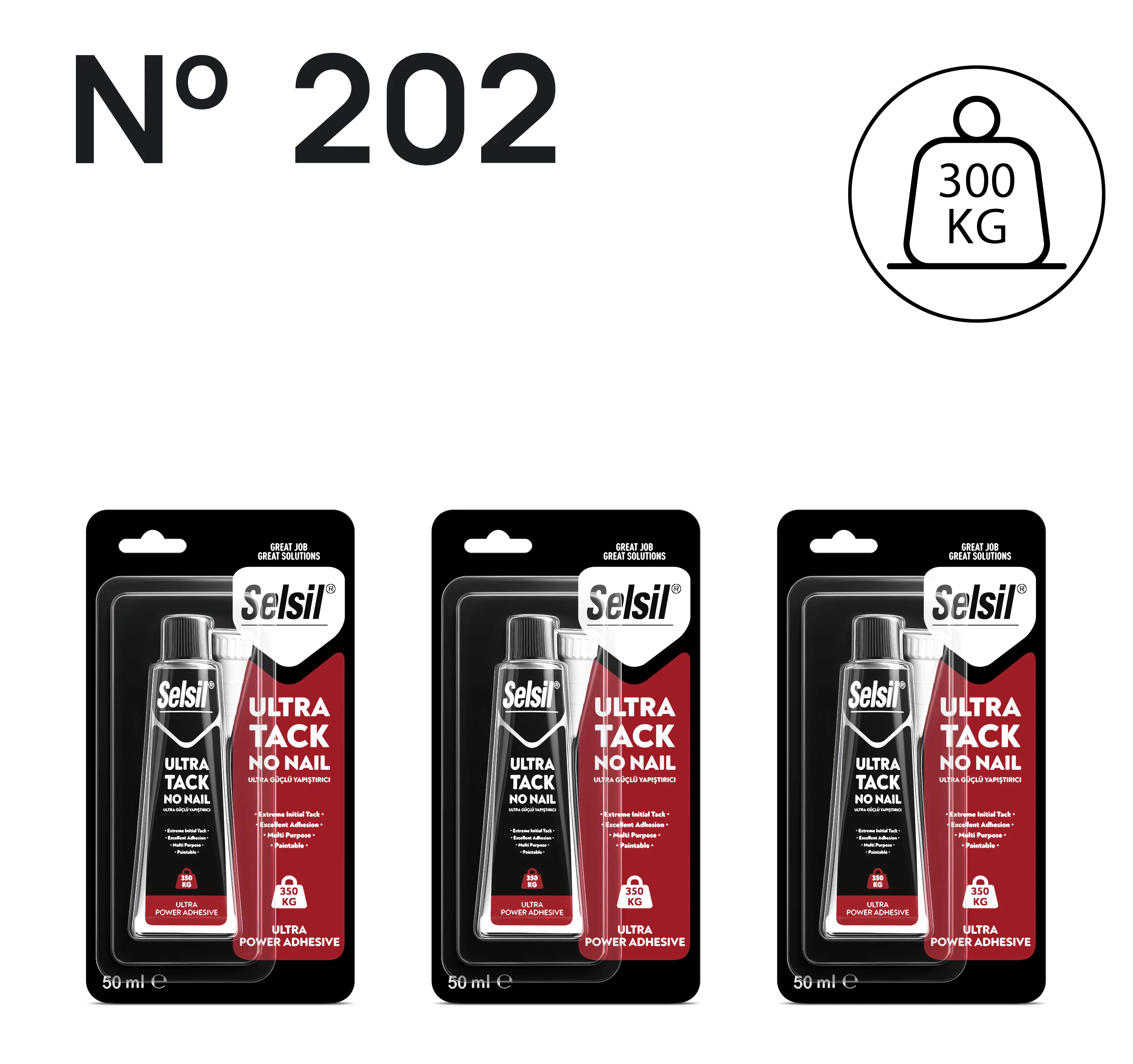 3 x Ultra Tack Montaj Yapıştırıcı  Beyaz 50ml