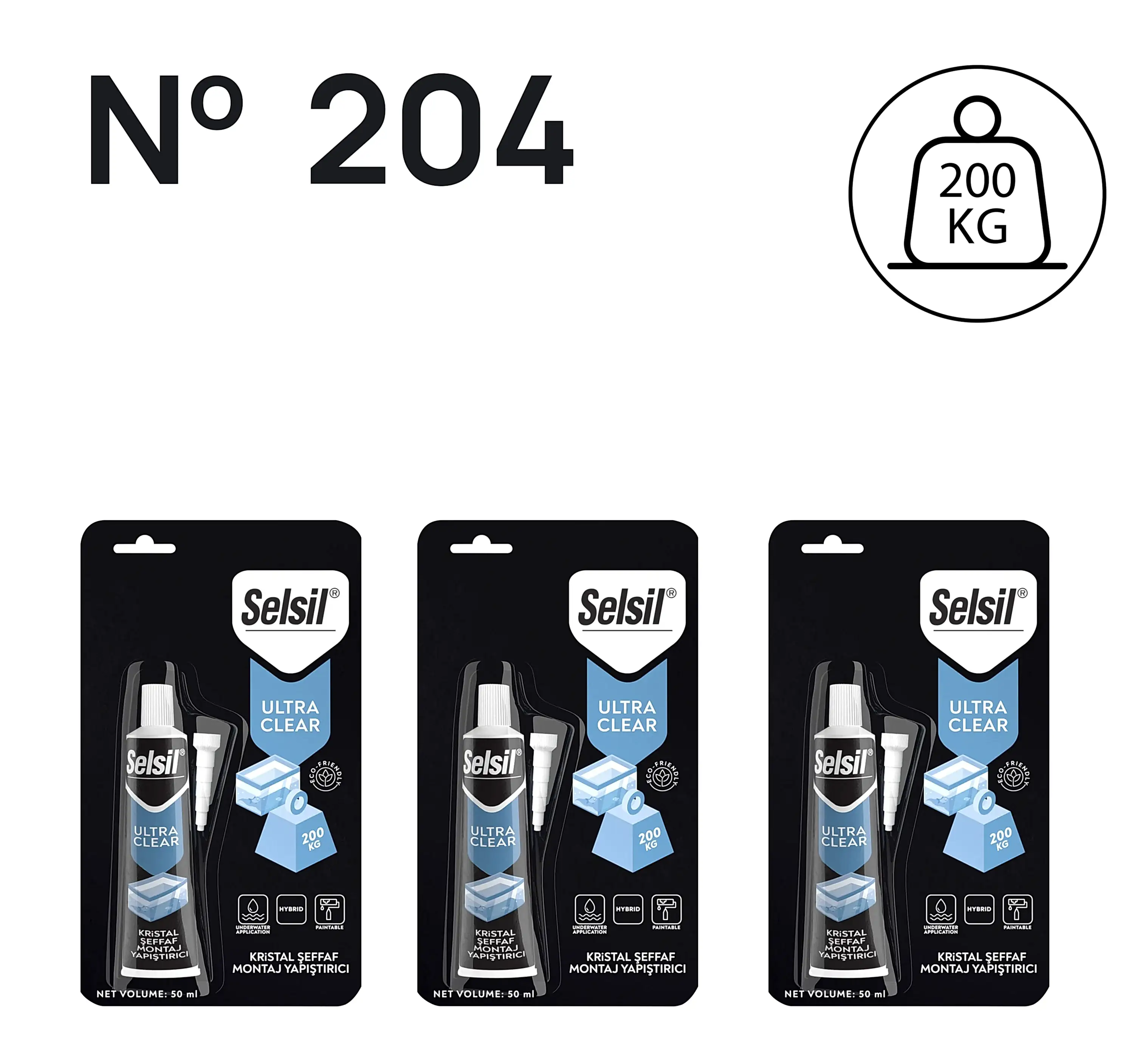 3 x Ultra Clear Şeffaf 50ml