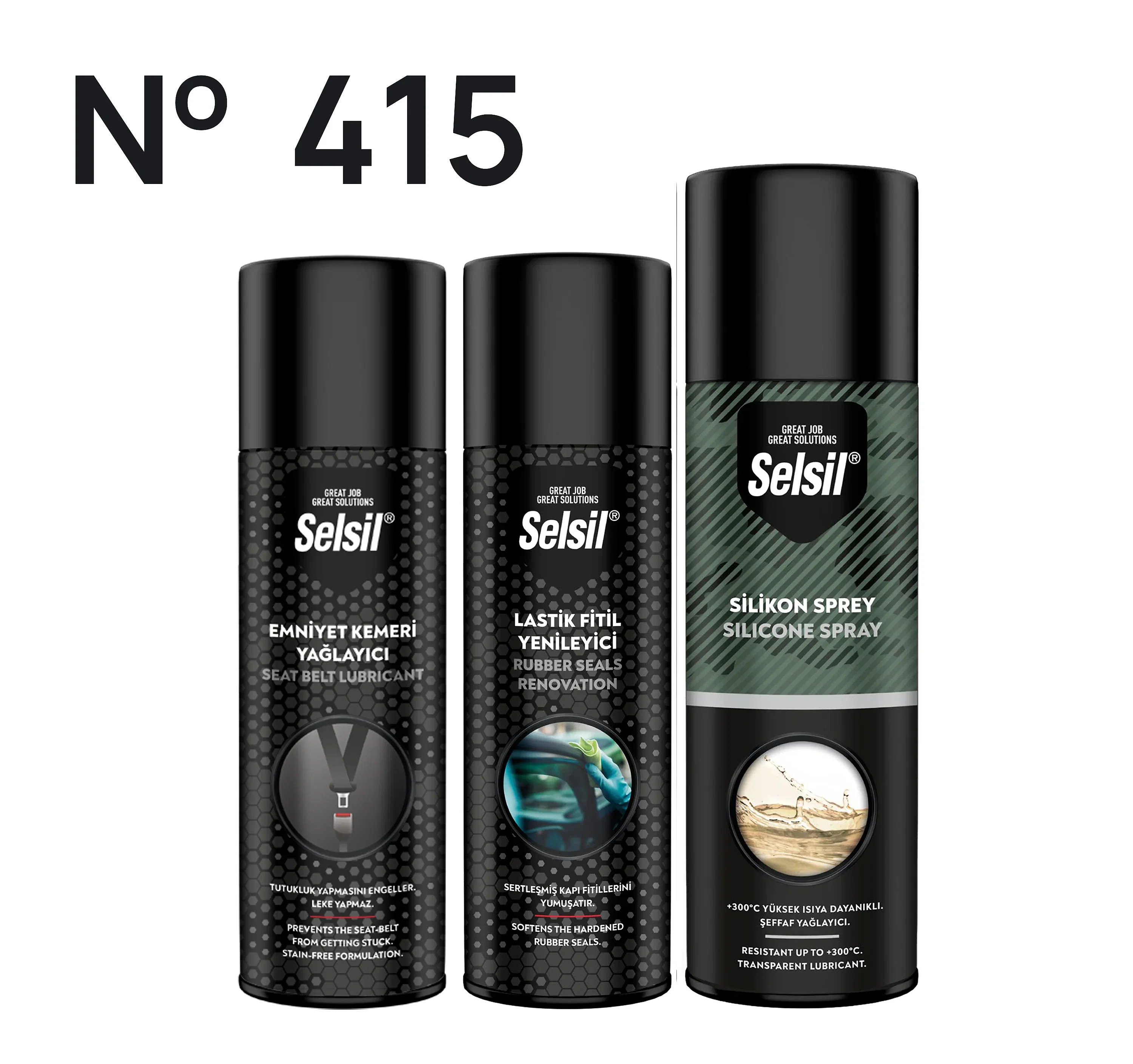 Emniyet Kemeri Yağlayıcı 200ml + Lastik Fitil Yenileyici 200ml + Silikon Sprey 500 ml