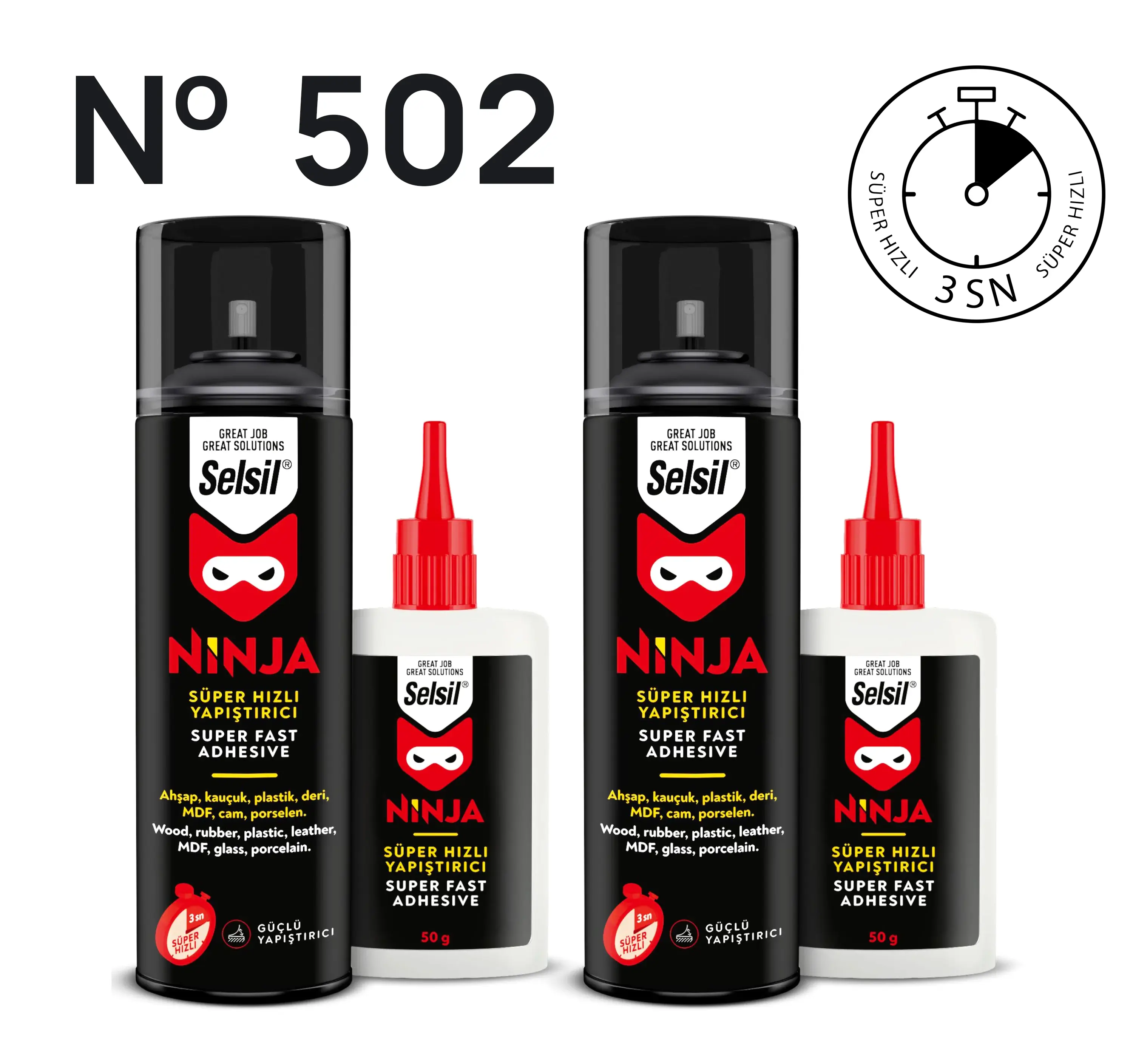 2x Ninja Süper Hızlı Yapıştırıcı (200ml + 50g)
