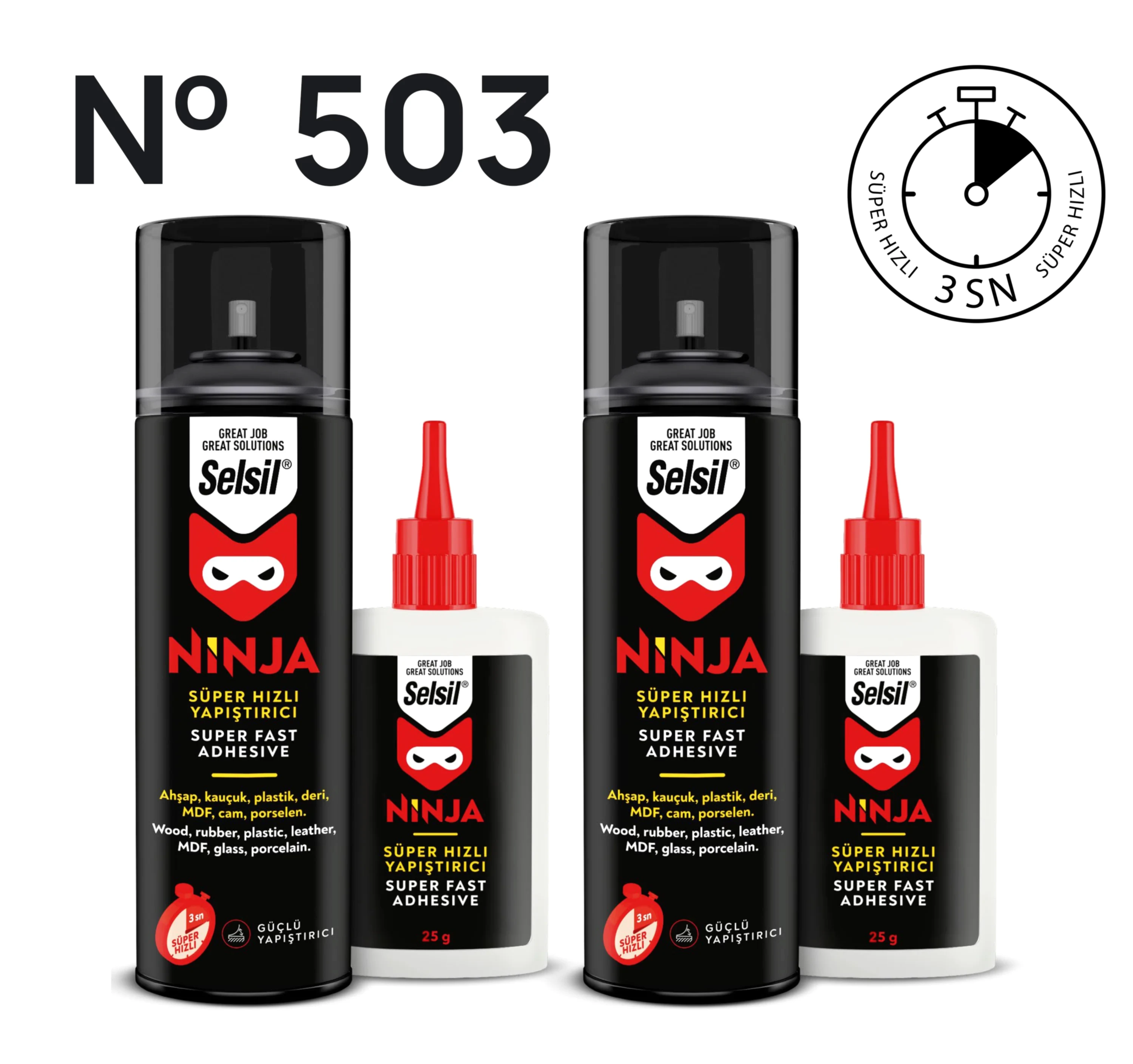2x Ninja Süper Hızlı Yapıştırıcı (100ml + 25g)