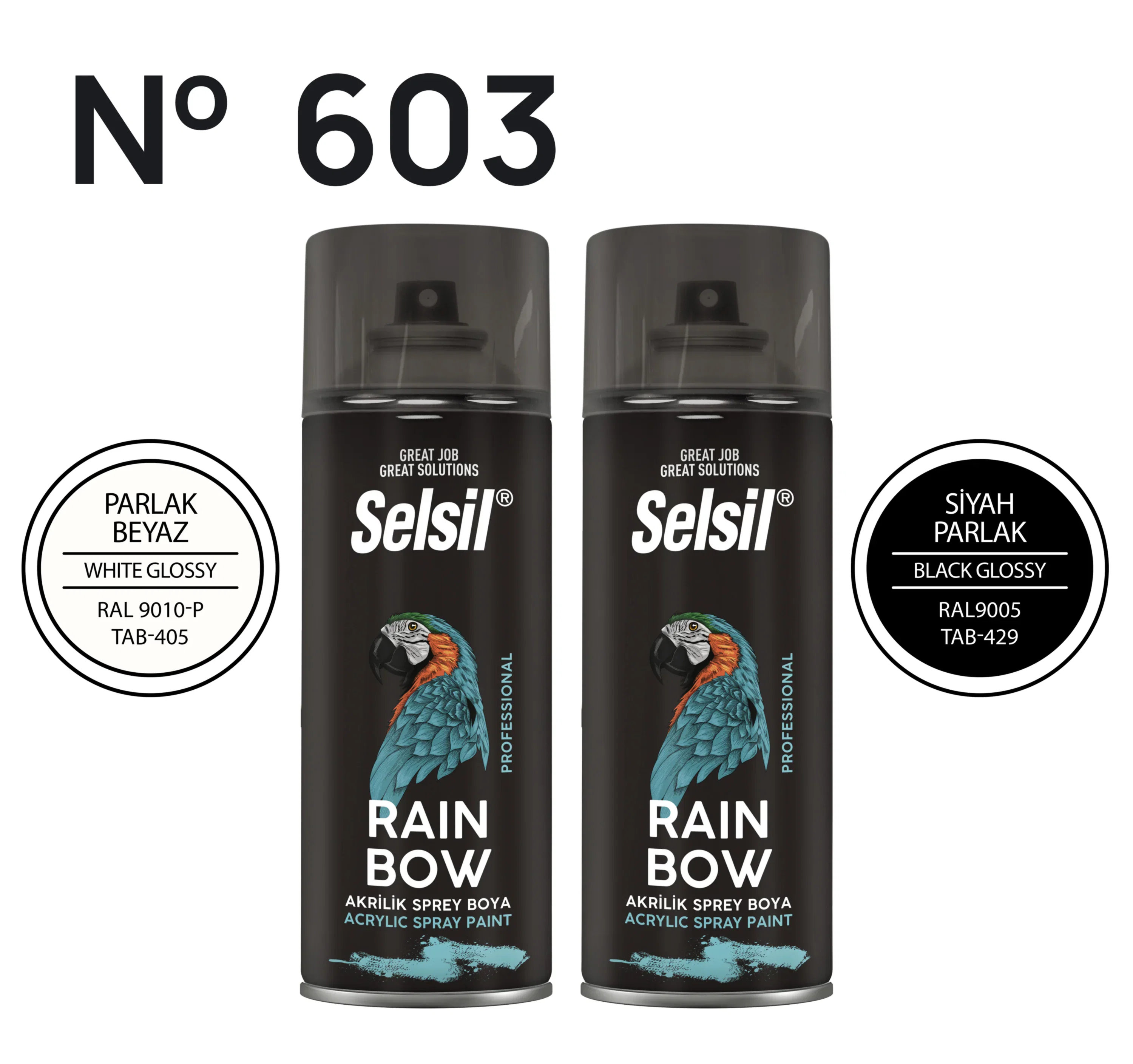 2 x Sprey Boya Parlak (Siyah & Beyaz) 400ml