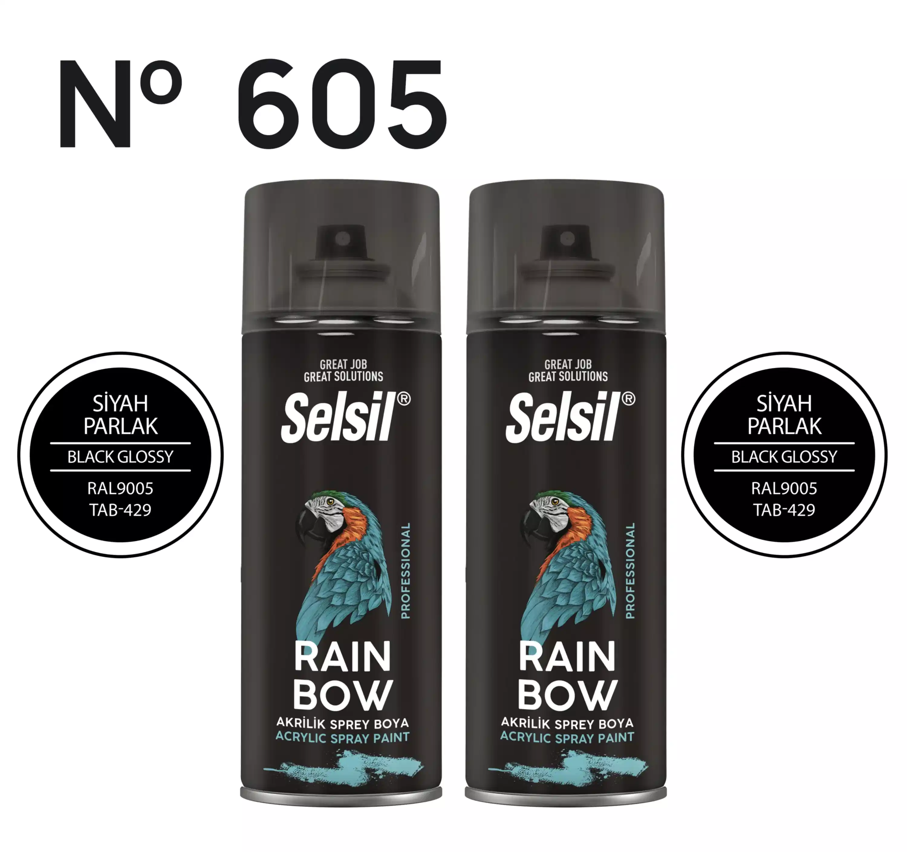 2 x Sprey Boya Parlak Siyah 400ml