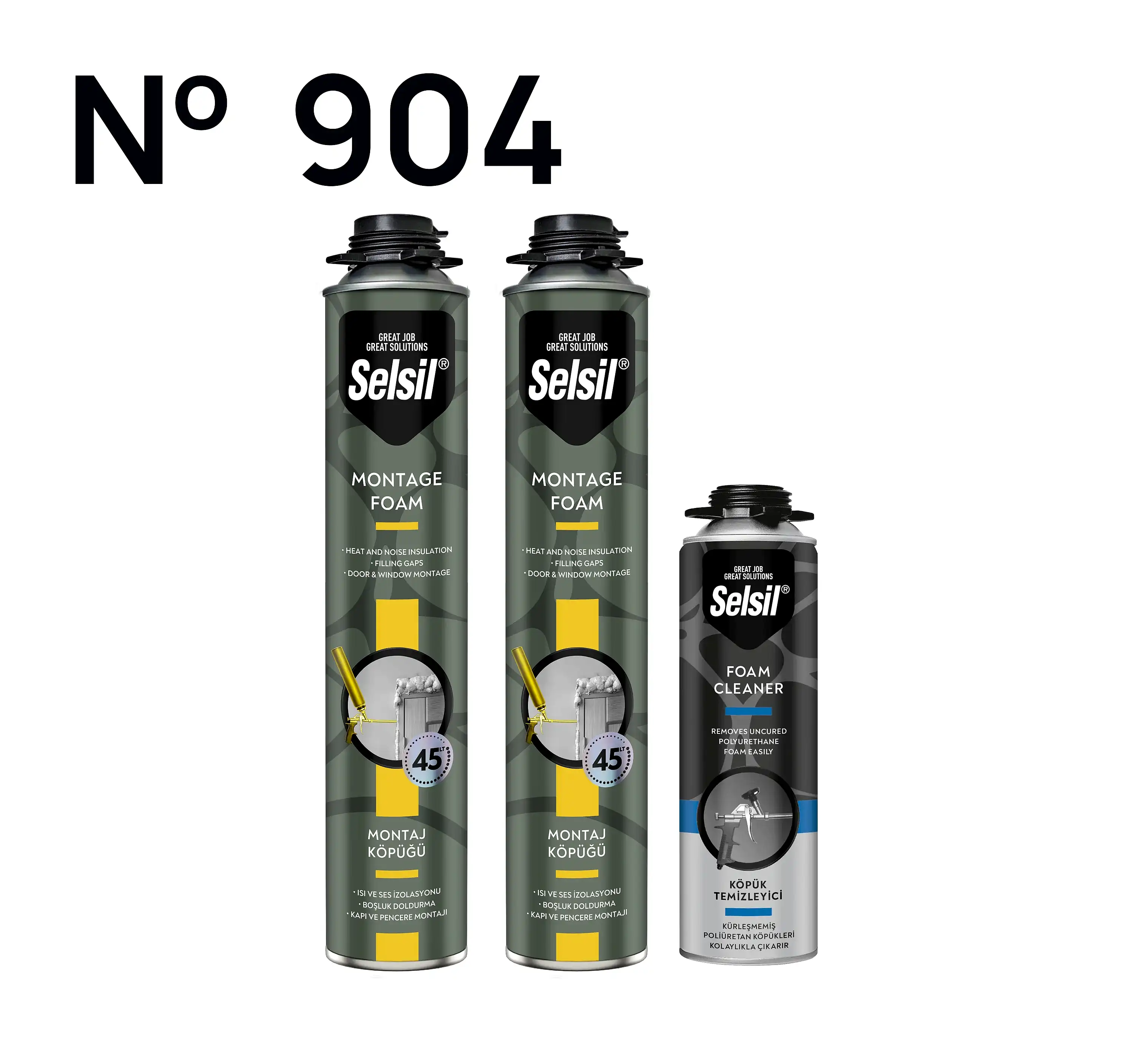 2 x Tabancalı Montaj Köpüğü 845g, Köpük Temizleyici 500ml